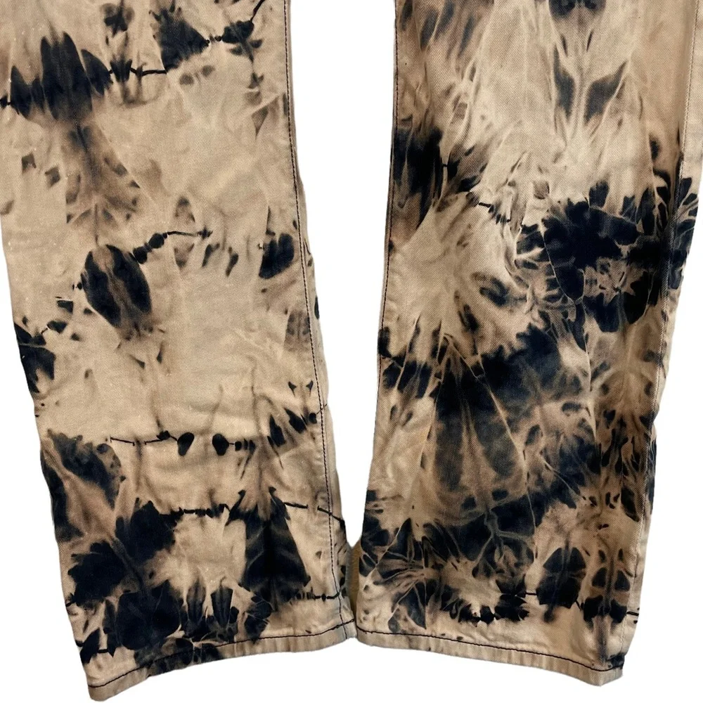 Robins Jean Long Flap Embellished Rhinestone Pocket Tye Dye Mens Size 40 Demim